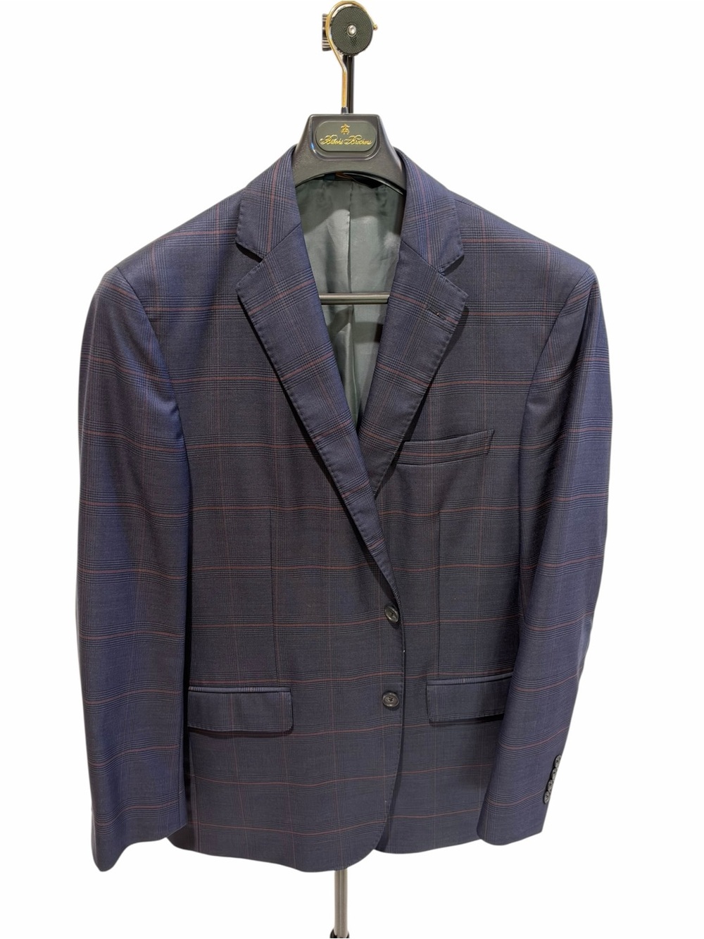 Brooks Brothers Blue Windowpane Sport Coat with Red Check